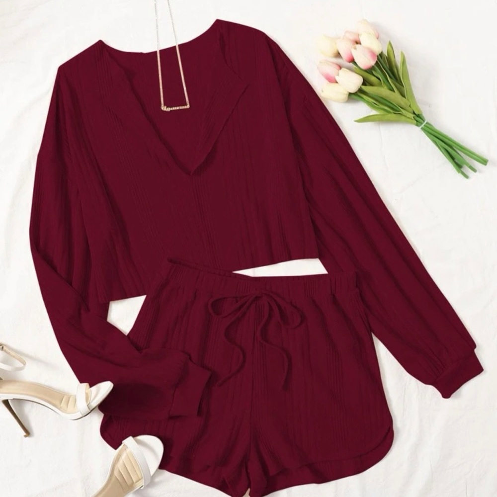 Drop shoulder notched neck top